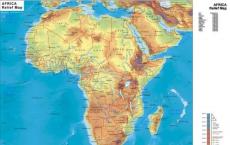Správa: Minerály Afriky Ložiská nerastov Afriky na vrstevnicovej mape